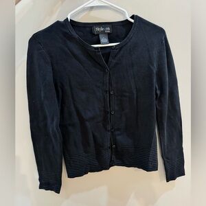 Black Button Up Sweater Cardigan Petite